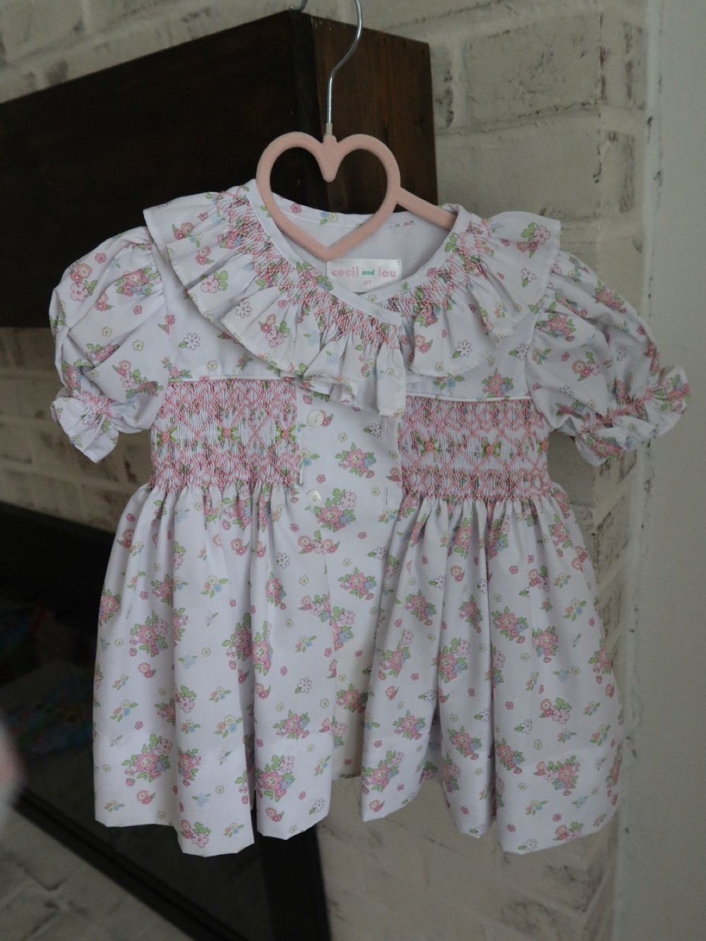 Cecil and Lou Pink Floral Smocked Baby Dress